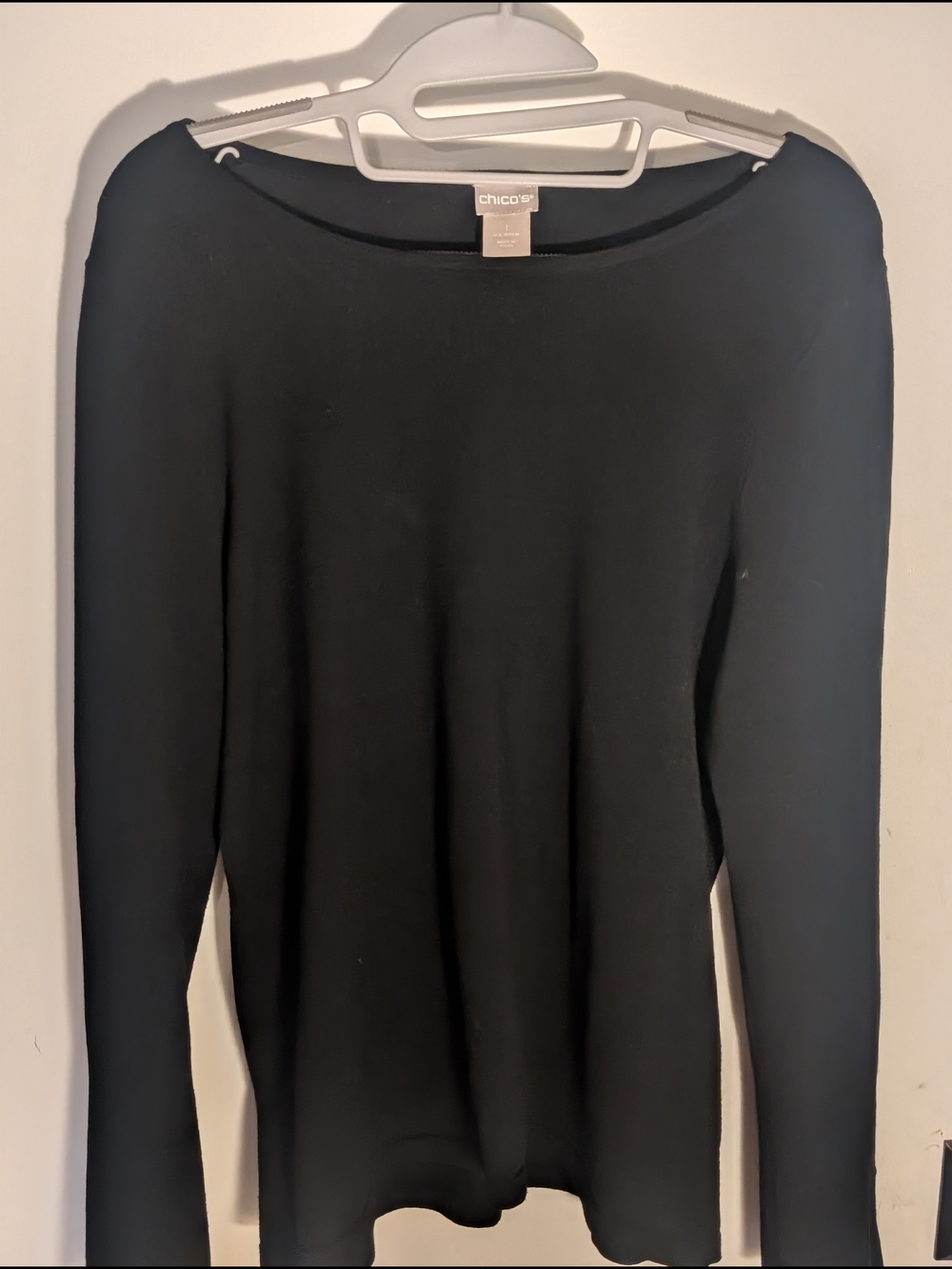 Chico's Black Long Sleeve Crewneck Knit Top